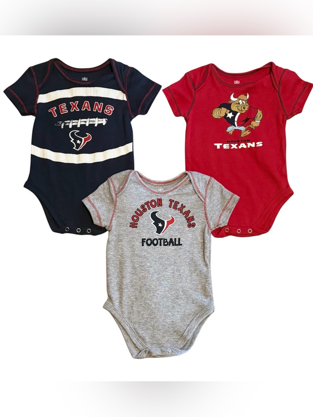 Houston Texans Baby Bodysuit Set 3 Pack 3-6M NFL Football NWOT